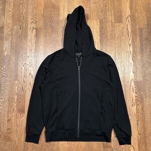 Unbound Merino Wool Compact Travel Full Zip Black Hoodie Mens 2XL